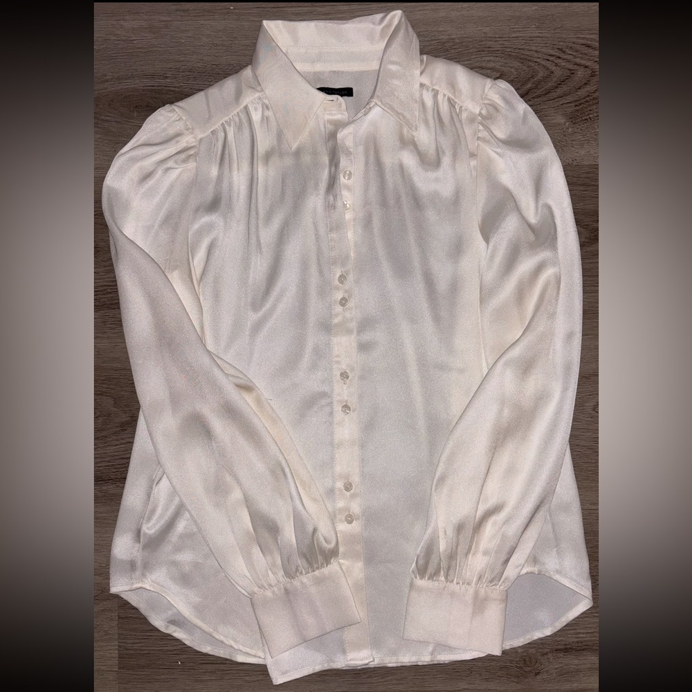 Ann Taylor Ivory Satin Blouse